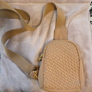 Rachel Zoe Beige Woven Crossbody Bag